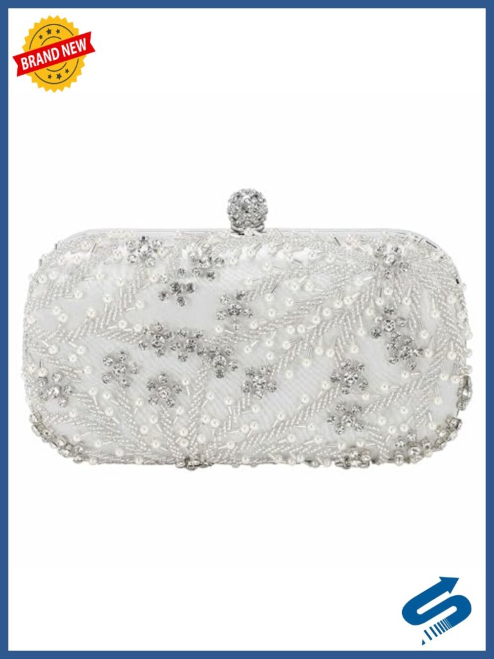 Sparkly Rhinestone Clutch Evening Bag with Detachable Chain Strap